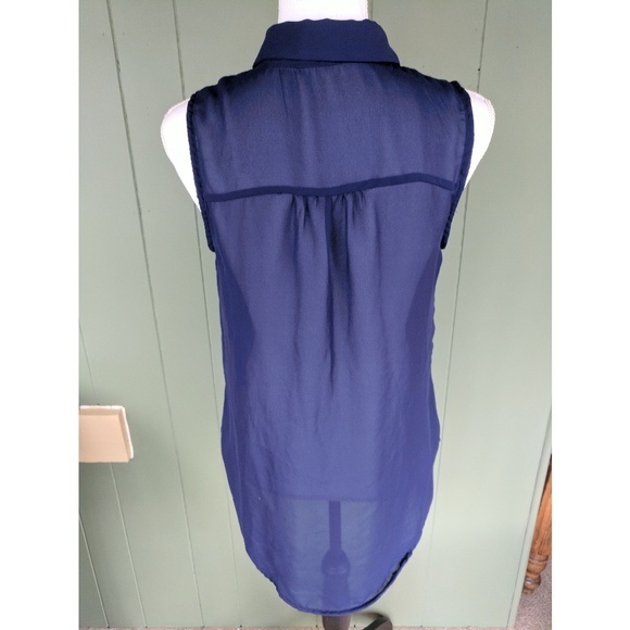 ❗ Last Chance ❗ Sheer Blue Button Up Studded Top - Picture 2 of 5